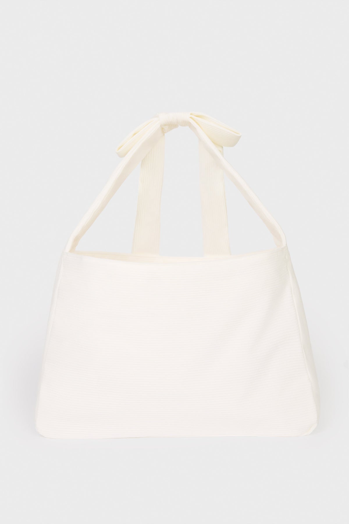 Corduroy Bow Tote Bag in Ivory