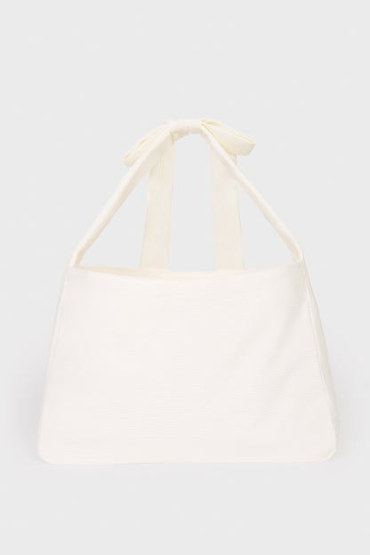 Corduroy Bow Tote Bag in Ivory