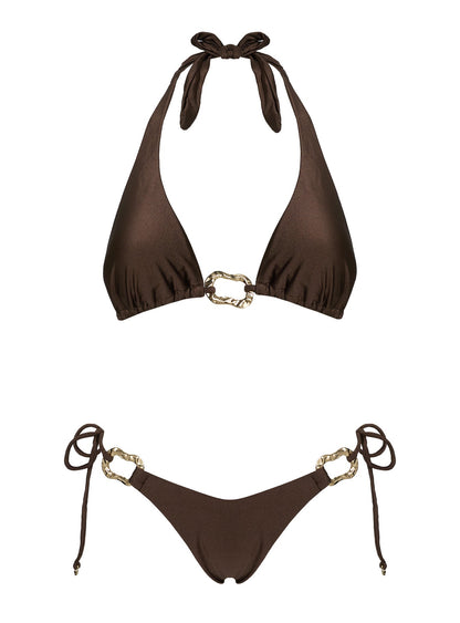 Fianna Hardware Tie Side Bikini Bottoms Brown