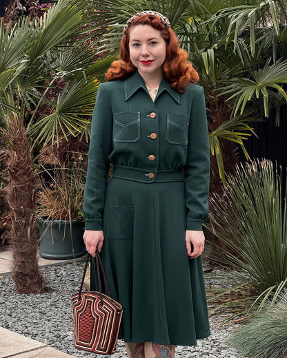 1940s Americana Button Jacket - Racing Green