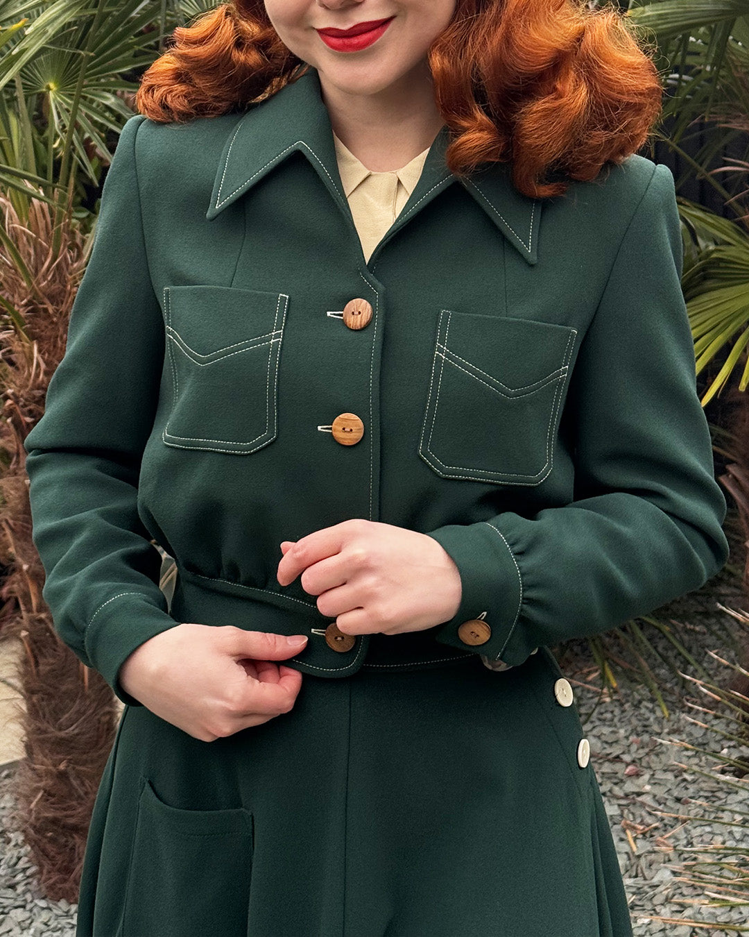1940s Americana Button Jacket - Racing Green