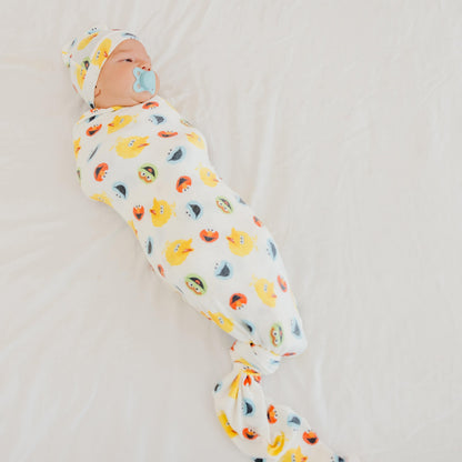 Knit Swaddle Blanket - Sesame Scribbles