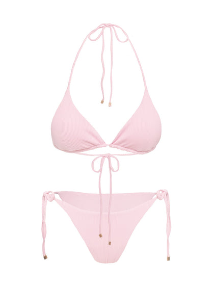 Glora Tie Side Ribbed Bikini Bottom Pale Pink