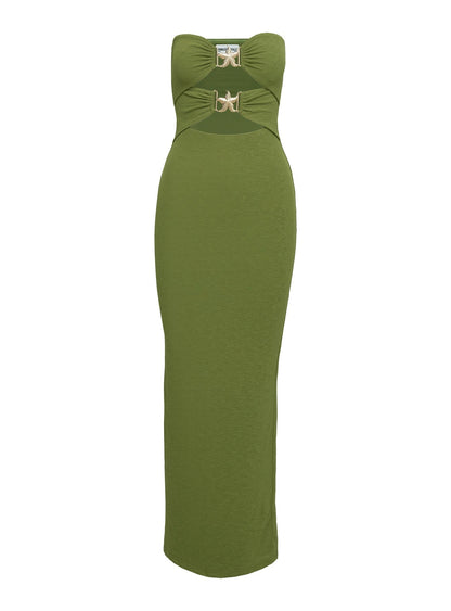 Nika Strapless Maxi Dress Green
