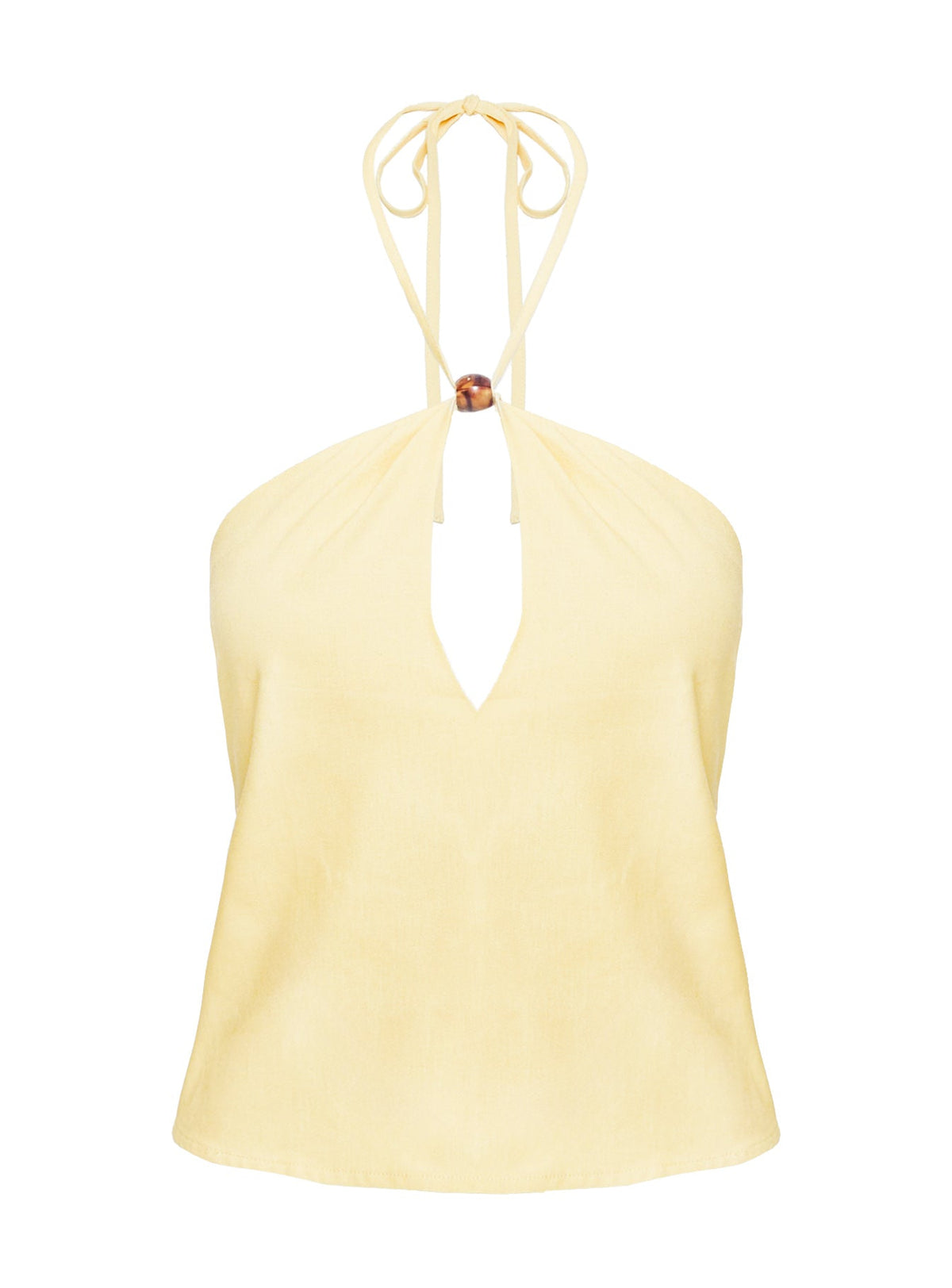 Santorini Crush Bead Detail Top Lemon