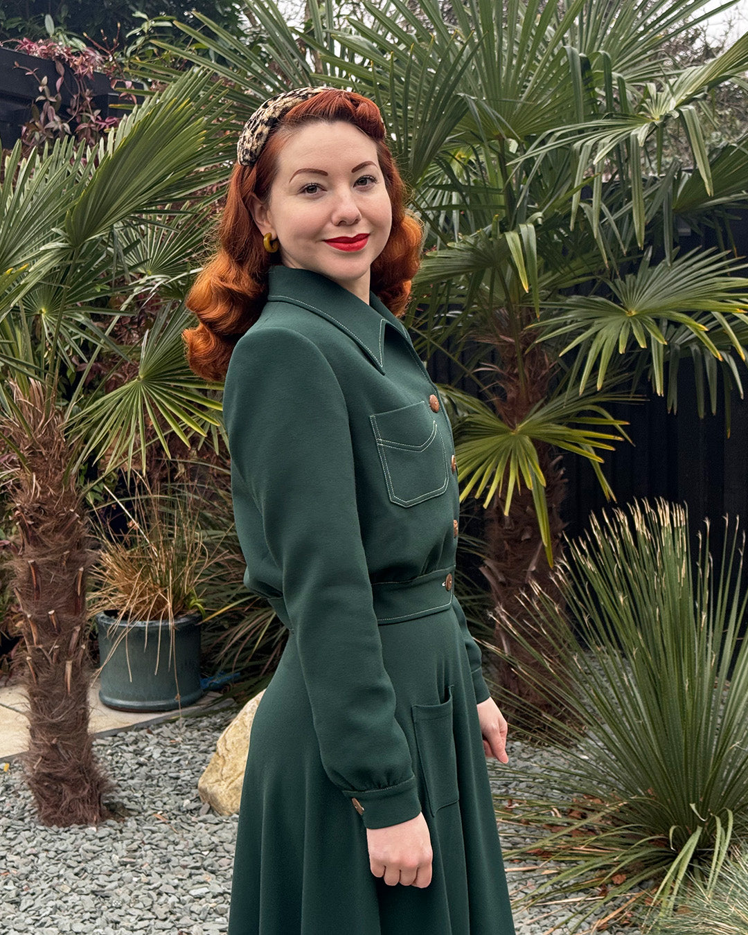 1940s Americana Button Jacket - Racing Green