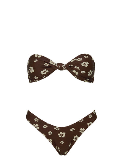 Timka Bandeau Bikini Top Brown Floral