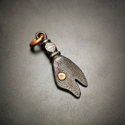 Amulet,Golden Fish, Symbolize Happiness.2.12" - Tibetan Buddhist amulet, close-up detail