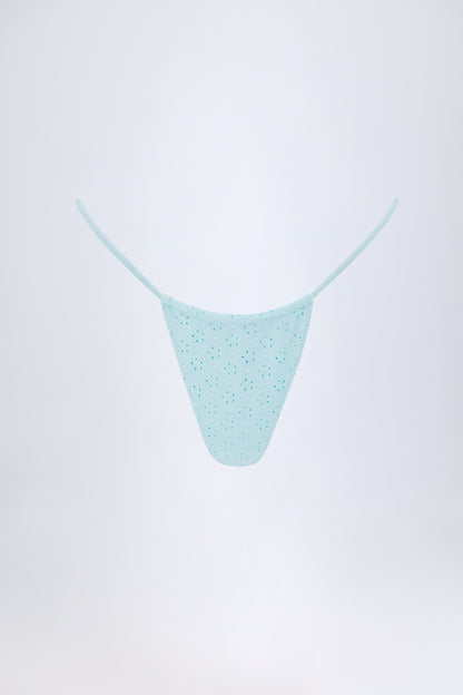 Broderie Anglaise Drawstring Bikini Bottoms in Powder Blue