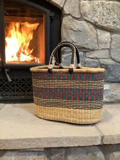 Big Blue Moma - Oval Basket with Two Handles