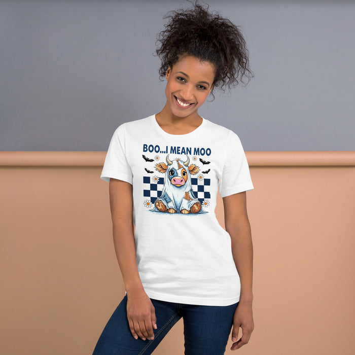 Funny Highland cow Halloween shirt Boo I Mean Moo