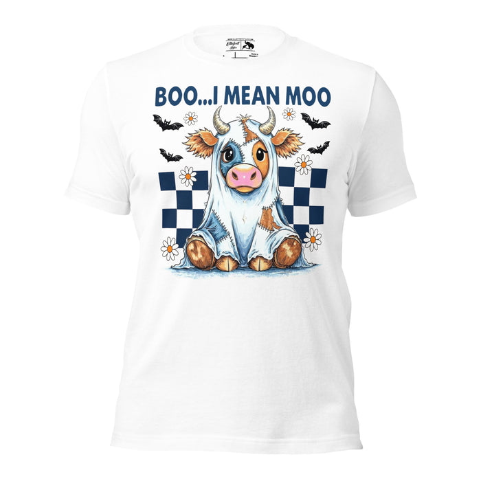 Halloween cow shirt Boo I Mean Moo graphic tee