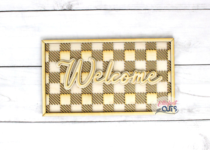 Buffalo Plaid Welcome DIY Wood Sign
