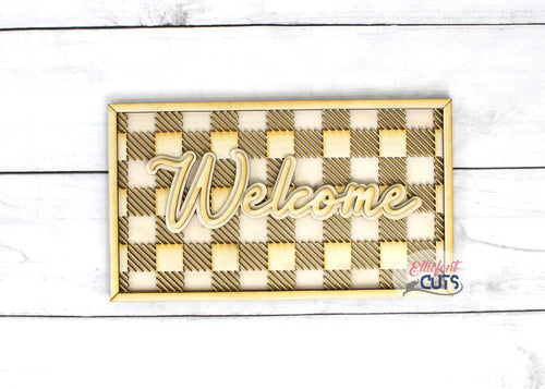 Buffalo Plaid Welcome DIY Wood Sign