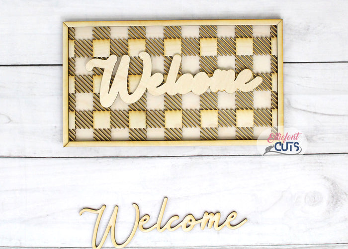 Buffalo Plaid Welcome DIY Wood Sign
