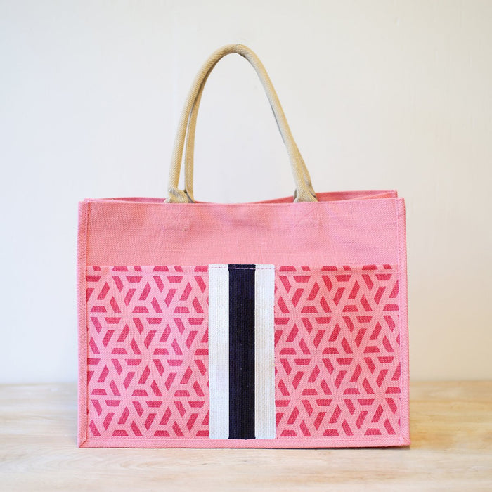 Canvas Square Geometric Beach Bag
