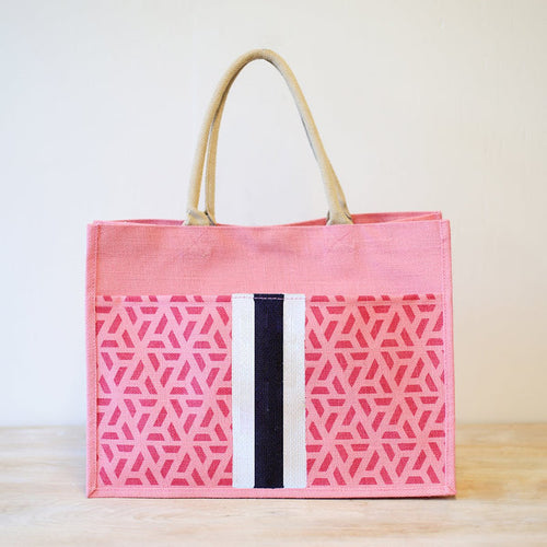 Canvas Square Geometric Beach Bag