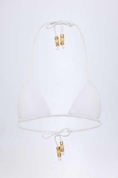 Charm-Detail Triangle Bikini Top in White