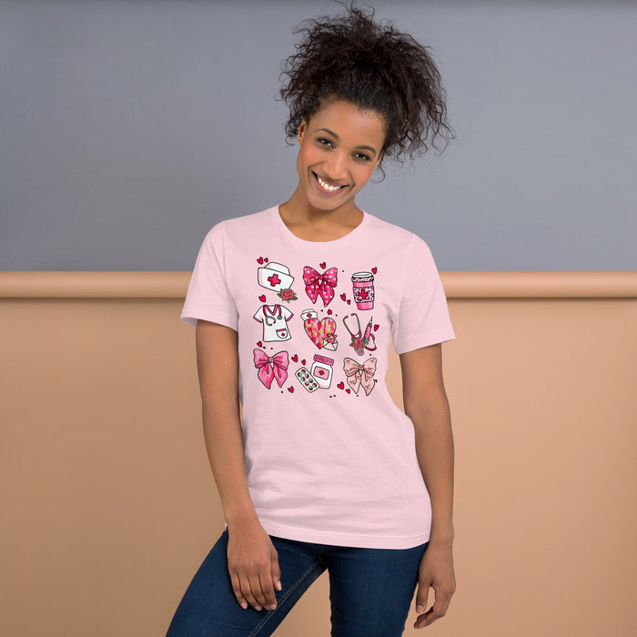 Nurse life shirt in coquette style with medical essentials design