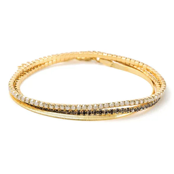 Gold bracelet with black and white diamonds from SPARKLE & SHINE Rhinestone Stretch Bracelets