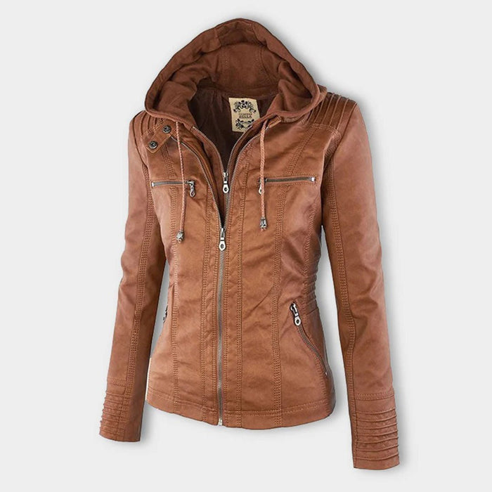 Eileen | Women's Hooded Slim Fit Biker Jacket