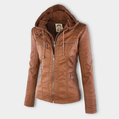 Eileen | Women's Hooded Slim Fit Biker Jacket