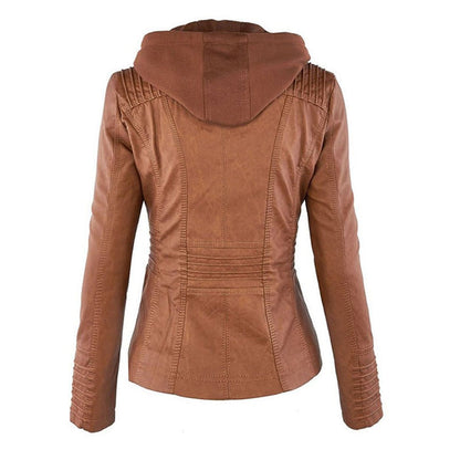 Eileen | Women's Hooded Slim Fit Biker Jacket