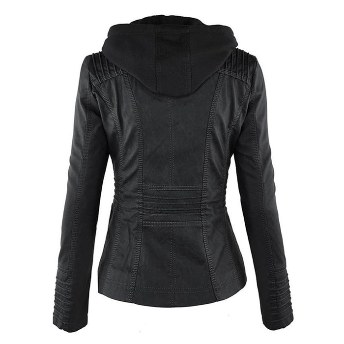 Eileen | Women's Hooded Slim Fit Biker Jacket
