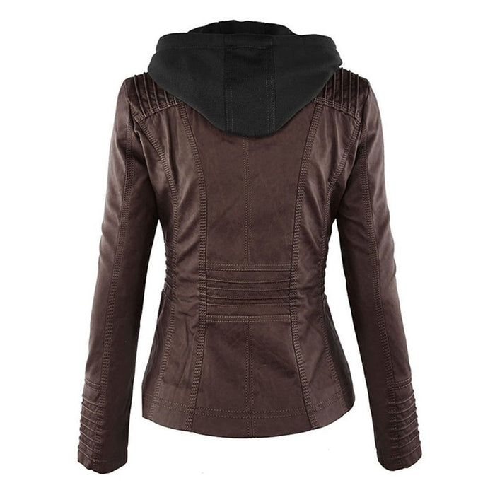 Eileen | Women's Hooded Slim Fit Biker Jacket