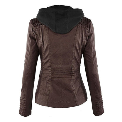 Eileen | Women's Hooded Slim Fit Biker Jacket