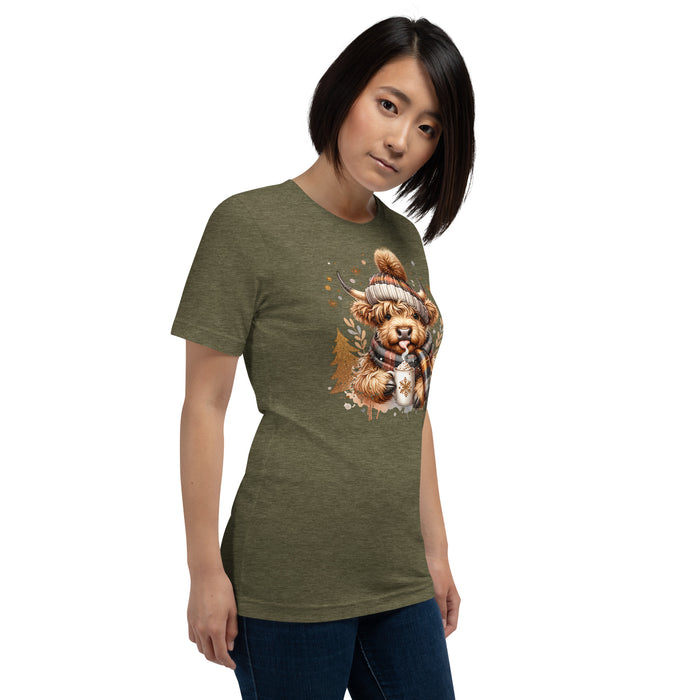 Pumpkin patch outfit shirt with Highland cow fall design.