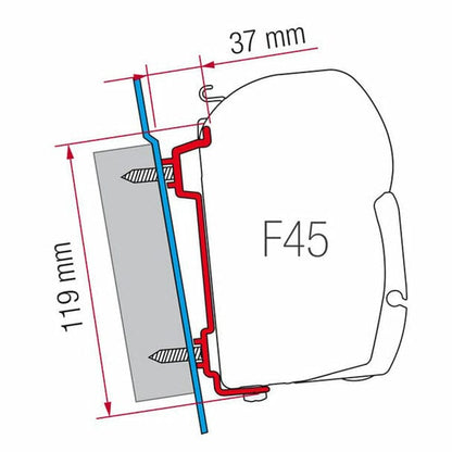 Fiamma F45S RV Awning Adapter for Ford Transit_ Technical Drawing - Campervan HQ