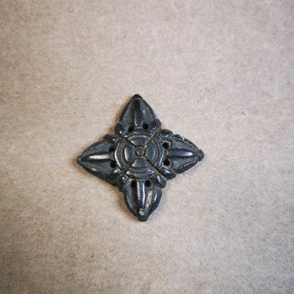 Hand Carved Cross Vajra Amulet Badge, Tibetan Buddhist Pendant, Made of Obsidian - Tibetan Buddhist amulet, view 5