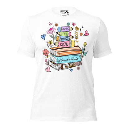 Back to school shirt for teachers with helping little minds grow design