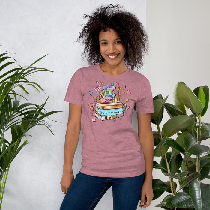 Teacher gift graphic tee with funny #TeacherLife slogan