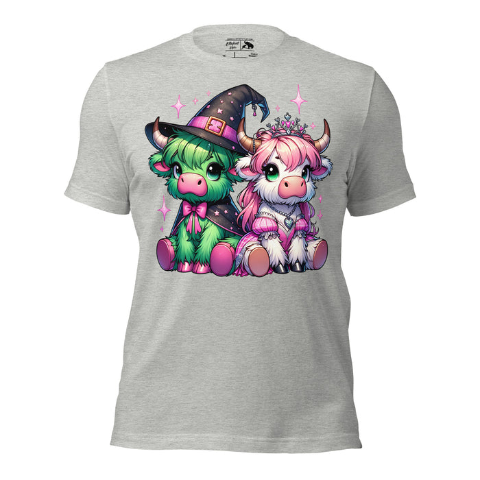 Wicked musical inspired Highland cow shirt with unique design.