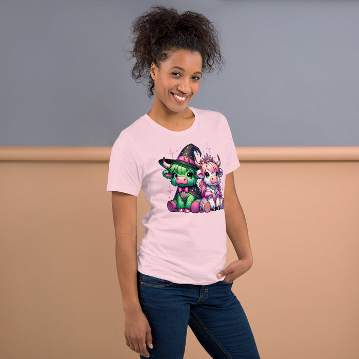 Graphic tee for musical fans with Highland cows inspired by Wicked.