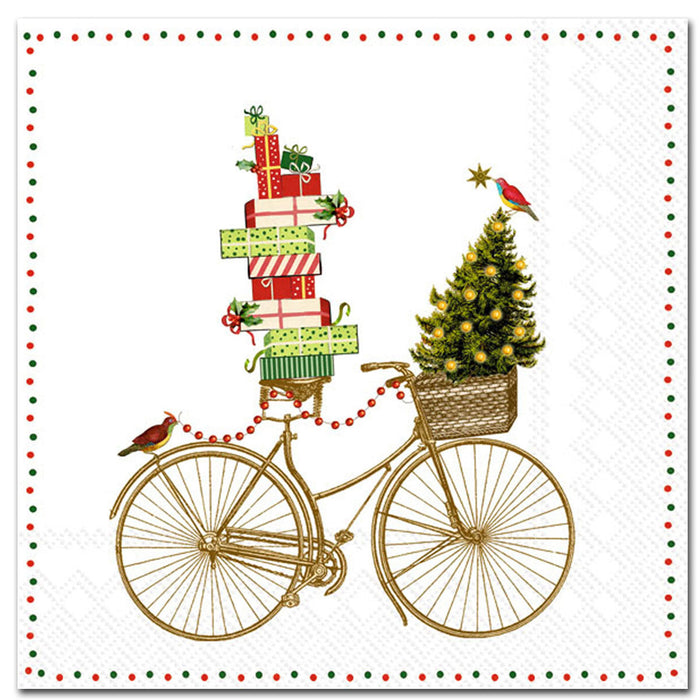 Holiday Bicycle Delivery Paper Luncheon Napkins
