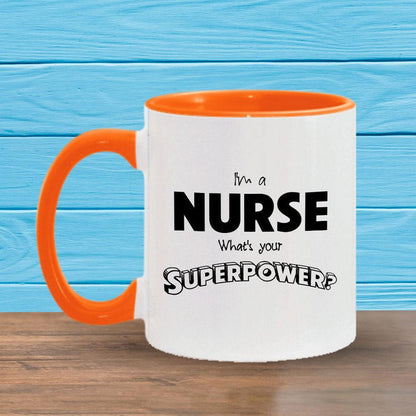 I'm a Nurse What's your Superpower? -11oz Accent Mug-KaboodleWorld