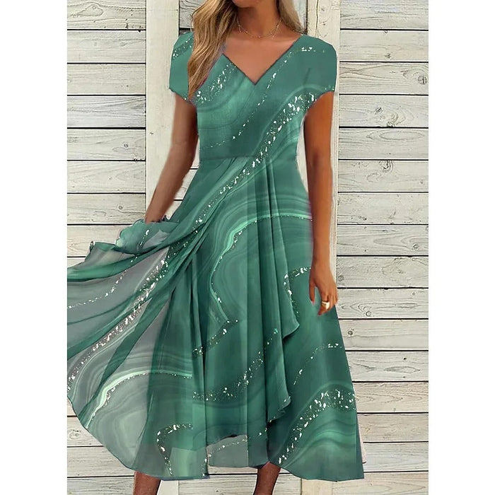 Josephine™  Elegant V-Neck Midi Dress
