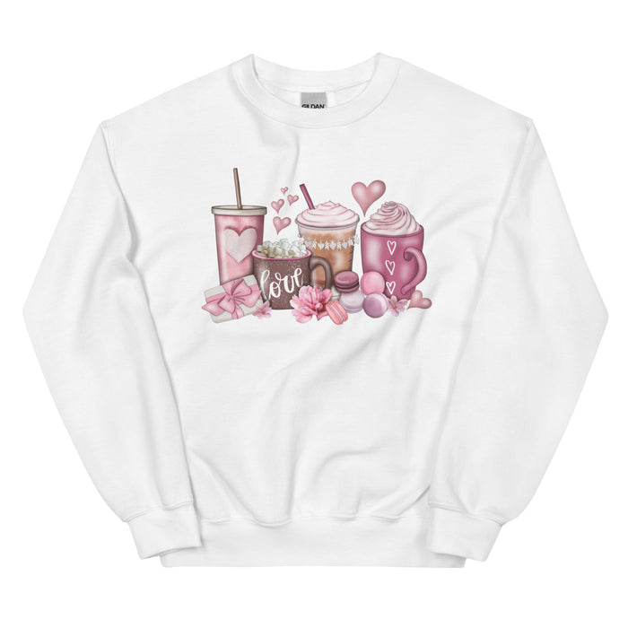 white valentines sweater coffee latte sweatshirt
