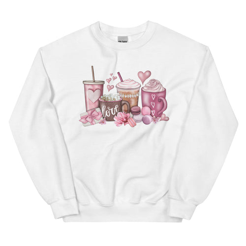 white valentines sweater coffee latte sweatshirt
