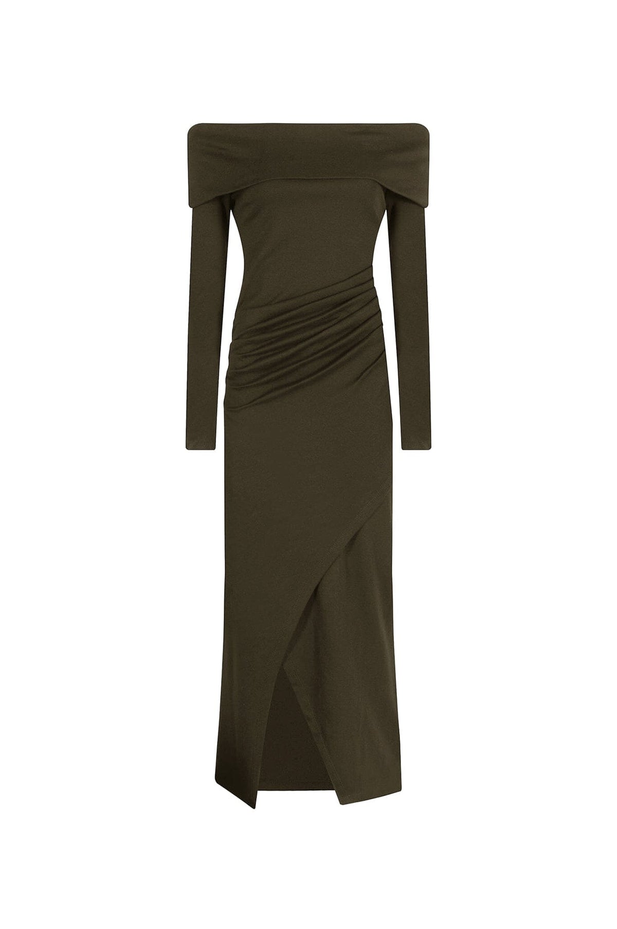 Megan Off Shoulder Midi Dress Olive