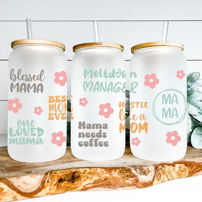 16 oz Libby Glass Can Tumbler with motivational quotes for moms, perfect gift idea