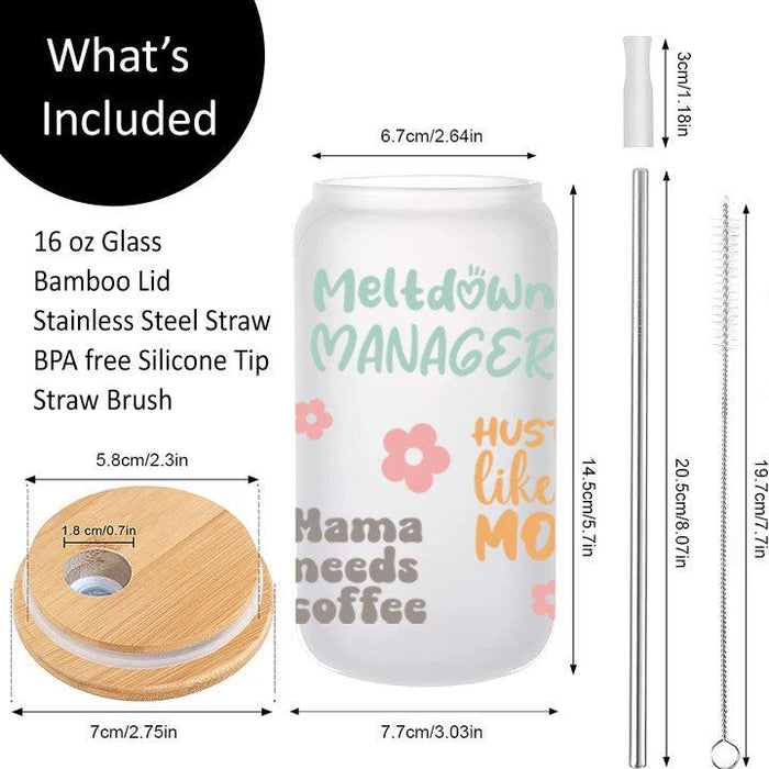 Side view of 16 oz Libby Glass Can Tumbler featuring uplifting quotes for mothers