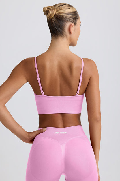 Define Luxe V-Neck Sports Bra in Bubblegum Pink