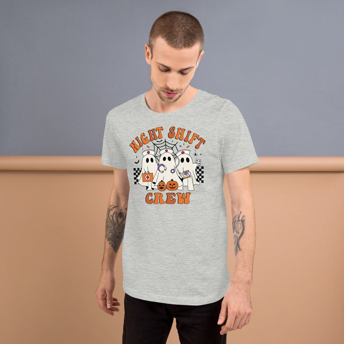 Halloween gift shirt for nurses featuring Night Shift Crew ghosts