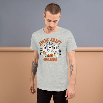 Halloween gift shirt for nurses featuring Night Shift Crew ghosts