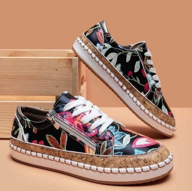 Oluchi  Floral Orthopedic Zipper Sneakers