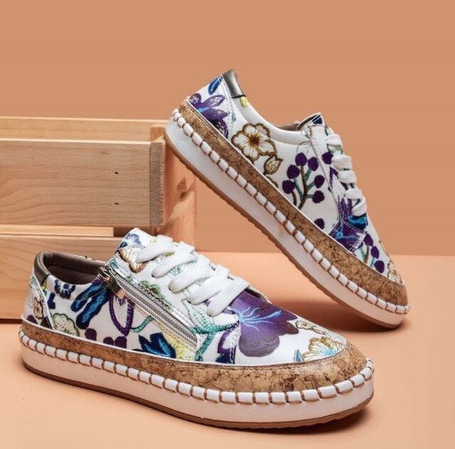 Oluchi  Floral Orthopedic Zipper Sneakers